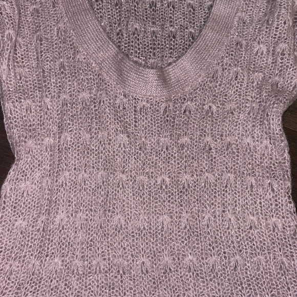 Nevada women’s crocheted sweaterer, long swoop neckline, small, lilac shimmer - Picture 4 of 7